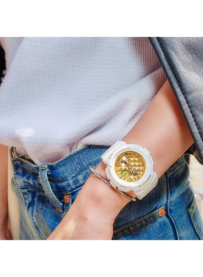 كاسيو ساعة كاسيو بيبي جي النسائية، تناظرية-رقمية، مينا ذهبي، BGA-195M-7ADR - Image 2